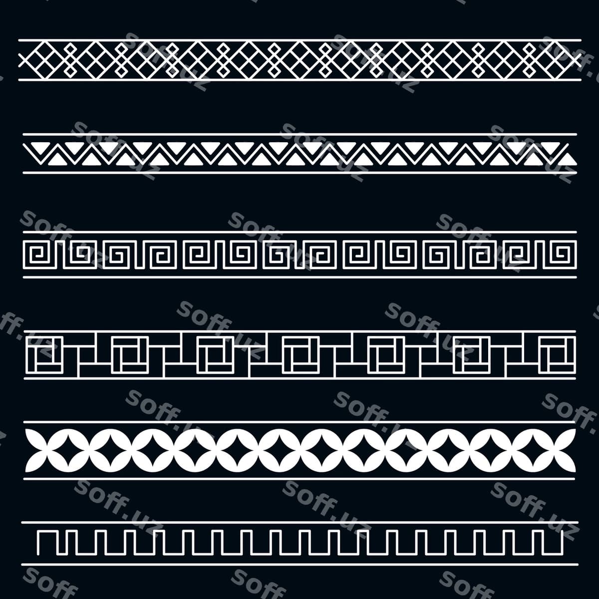 Qo'l bilan chizilgan Yunon chetlar komplekti | Hand drawn greek border set