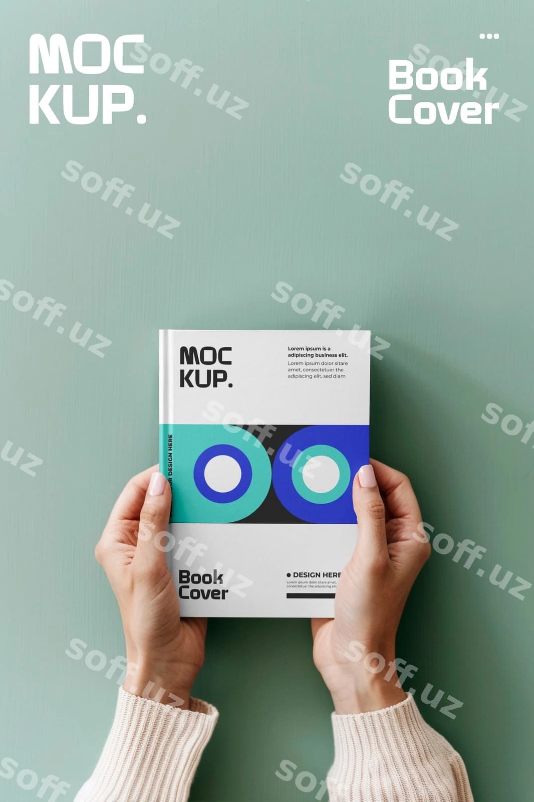 Qoliq tutgan qog'oz muqovali kitob namunasi | Hand holding paperback book mockup