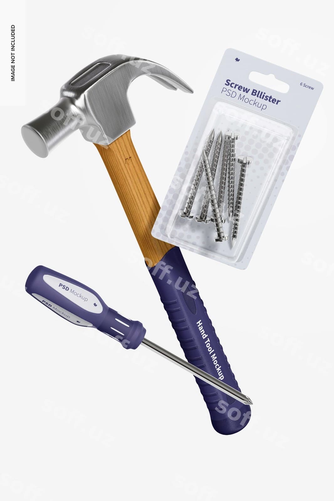 Qo'l asboblari komplekti modeli suza turgan | Hand tool set mockup floating