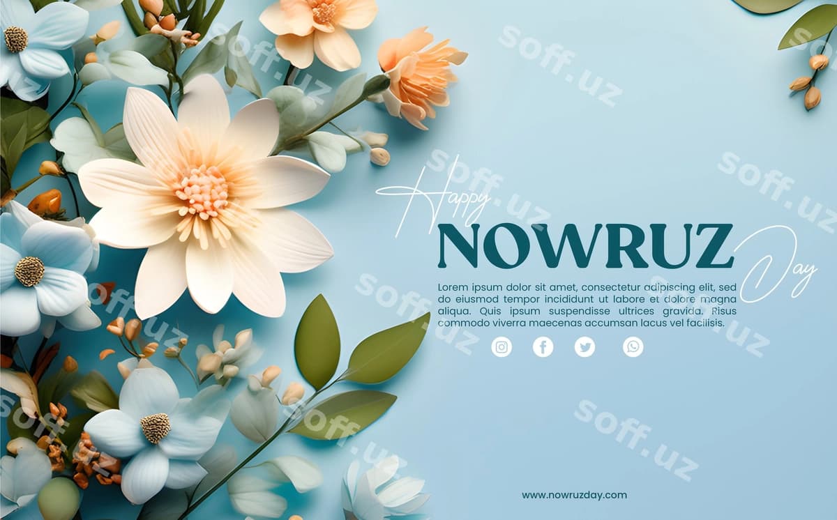Baxrom Nowruz kuni gulli fon bilan | Happy nowruz day with floral background