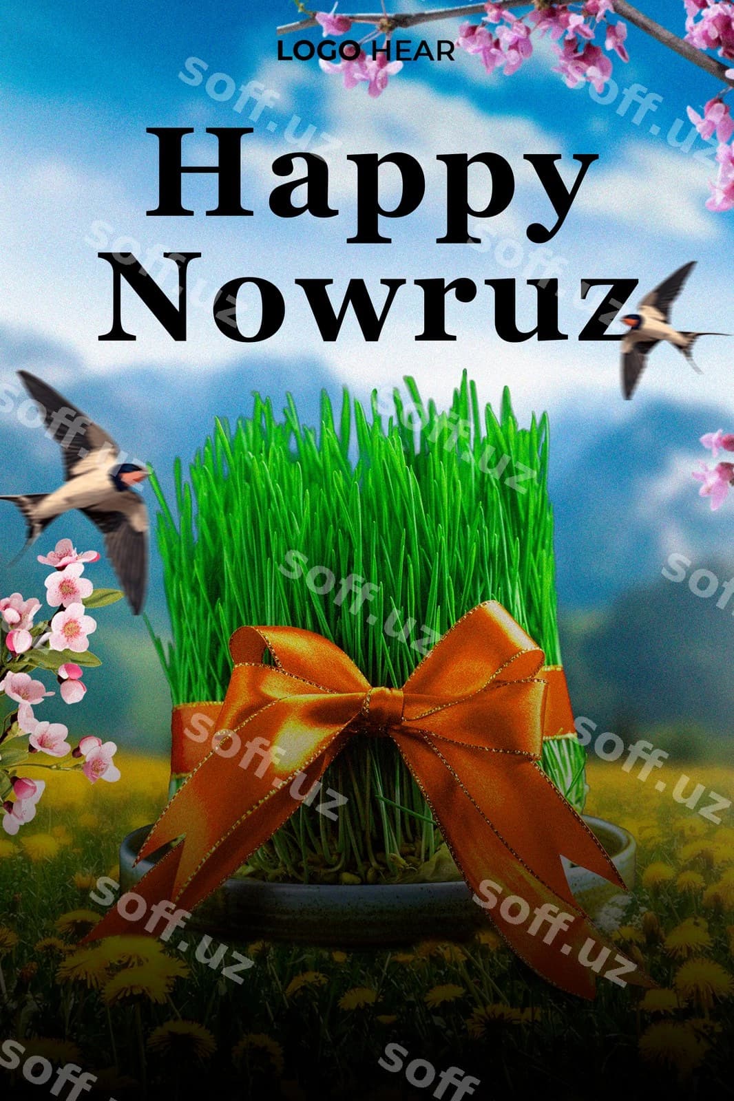 Baxirli Navro'z bayrami PSD posti | Happy nowruz holiday psd post