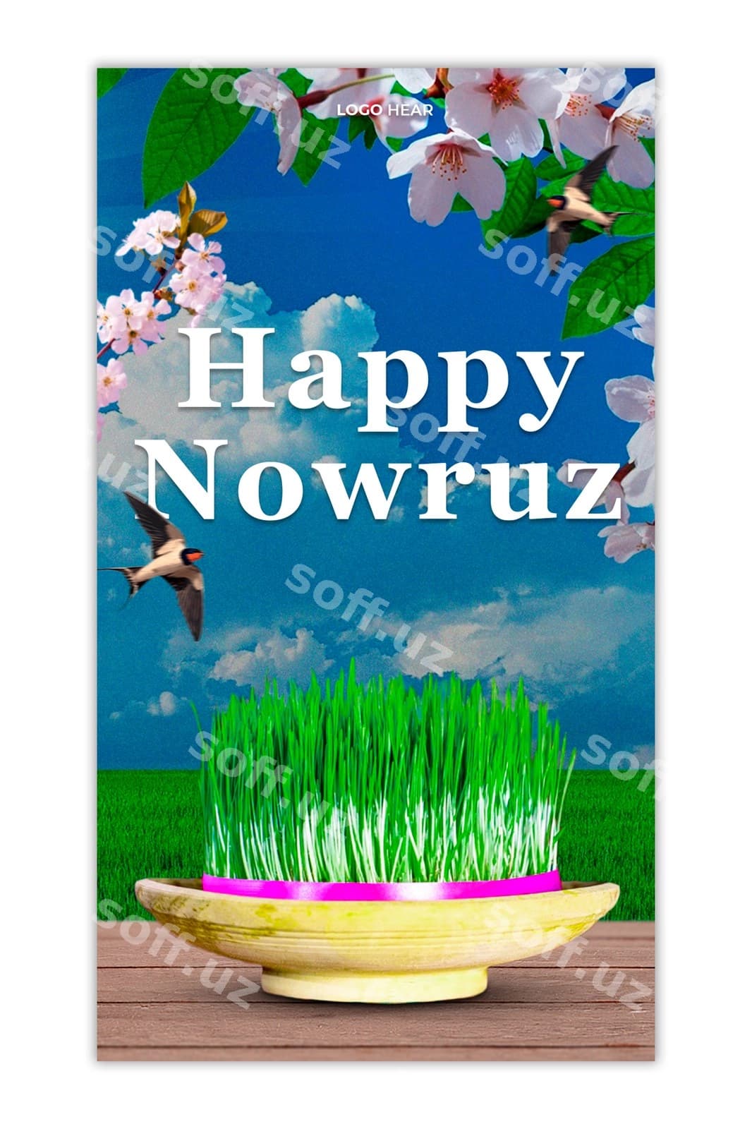 Baxromli Navro'z bayrami psd post | Happy nowruz holiday psd post
