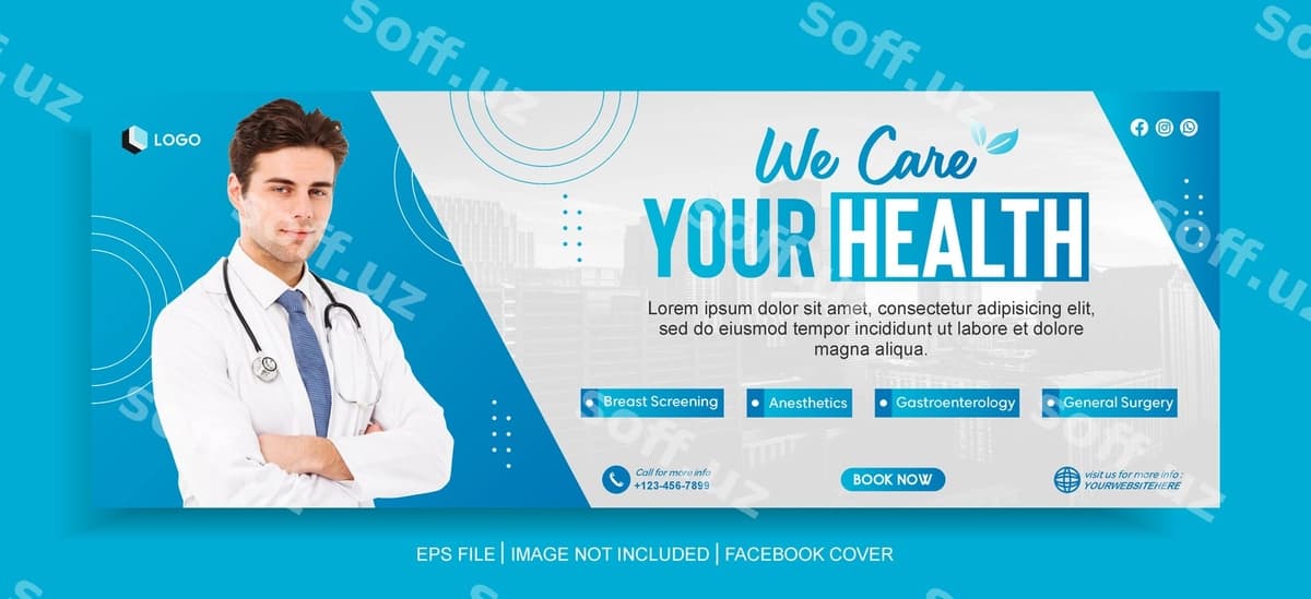 Sog'liqni saqlash veb Facebook baner shabloni | Health care web facebook banner template