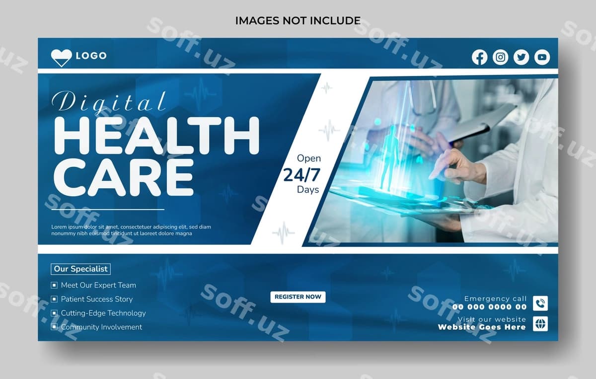 Sog'liqni saqlash veb baner dizayni | Healthcare web banner design