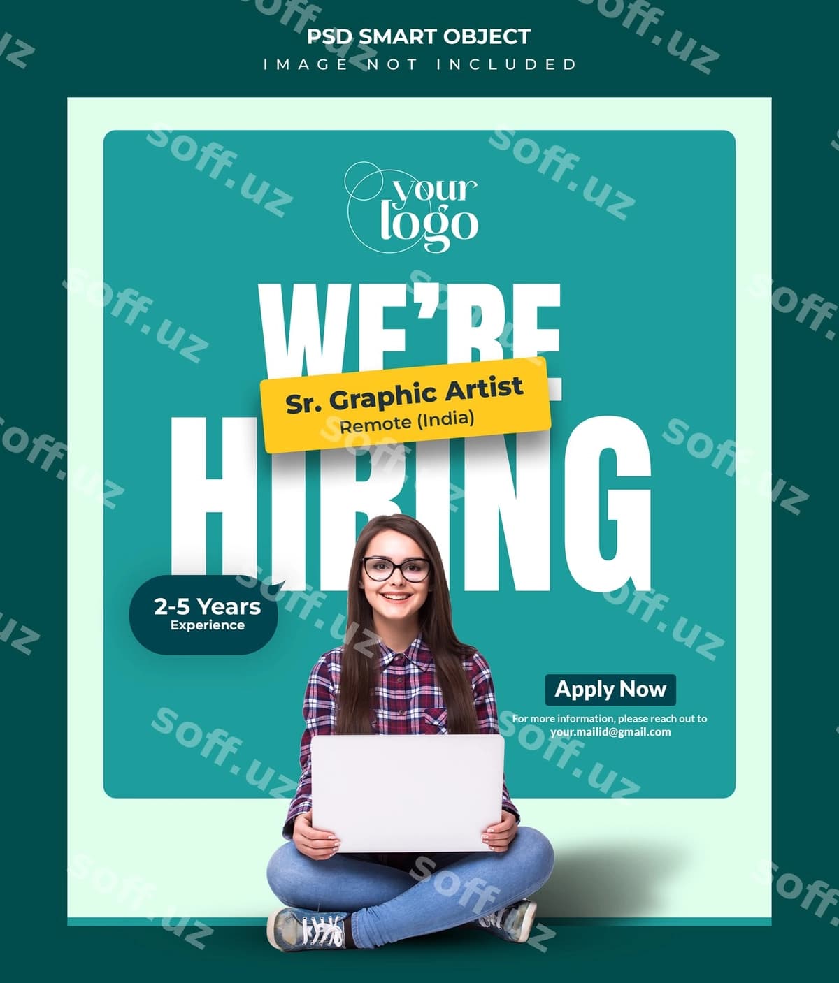 Ishga joylash e'loni PSD shablon dizayni | Hiring announcement psd template design