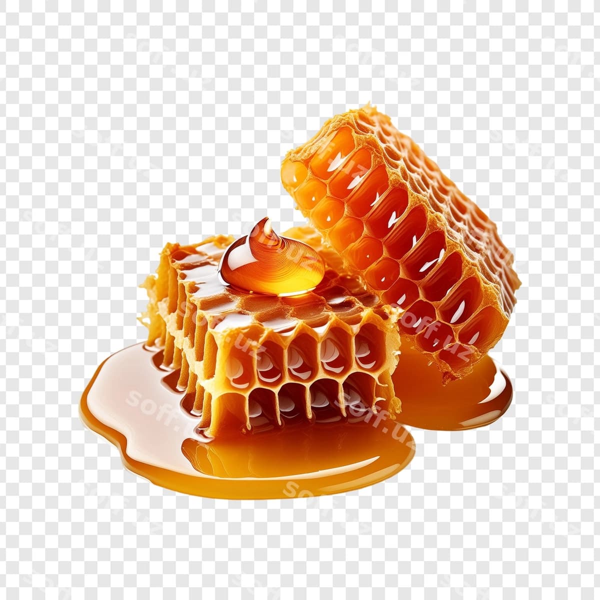 Asal chuqurchalari izolyatsiya qilingan shaffof fon | Honeycomb isolated transparent background