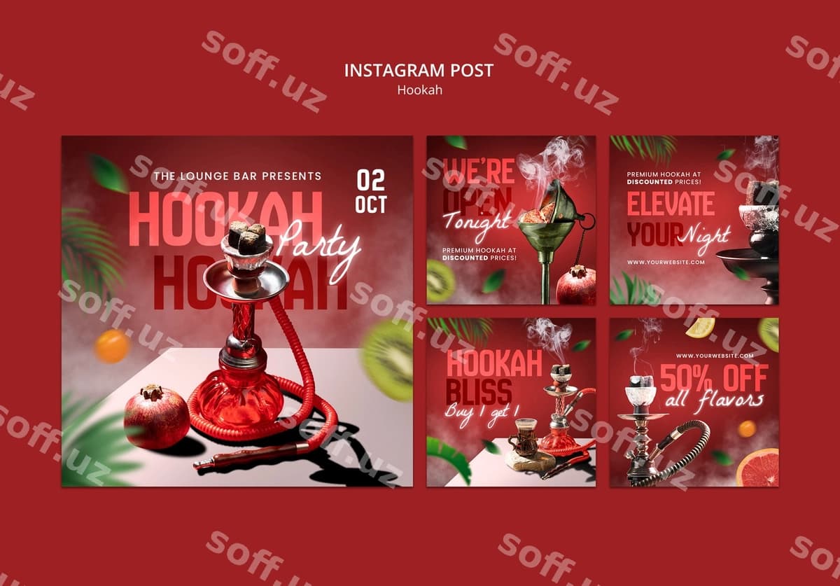 Hookah Instagram posti shablon dizayni | Hookah instagram post template design