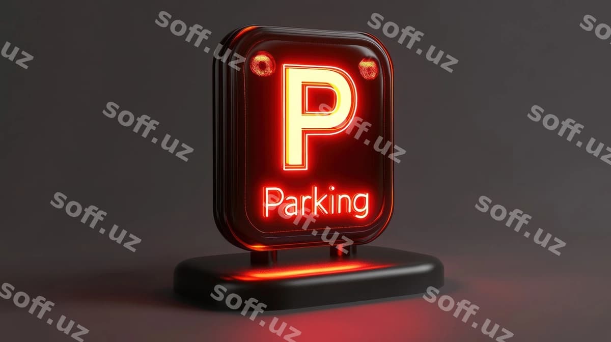 Yoritilgan neon to'xtash joyi belgisi p harfi | Illuminated neon parking sign letter p