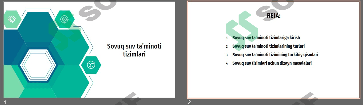 Sovuq suv ta'minoti tizimlari.