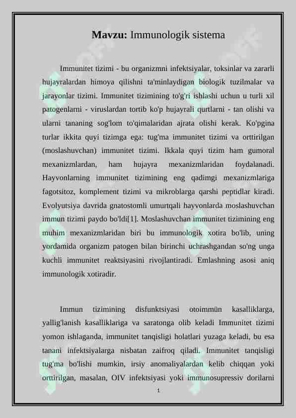 Immunologik sistema