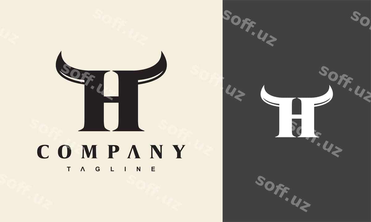 Bosh harf H burqin logotipi | Initial h horn logo