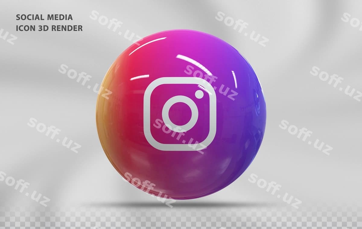 Instagram ikonka 3d luks rendering | Instagram icon 3d luxury rendering