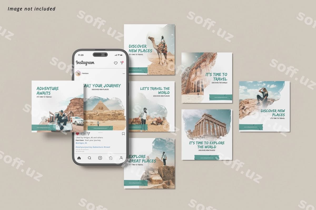 Instagram posti akilli telefon namunasi bilan | Instagram post with smartphone mockup