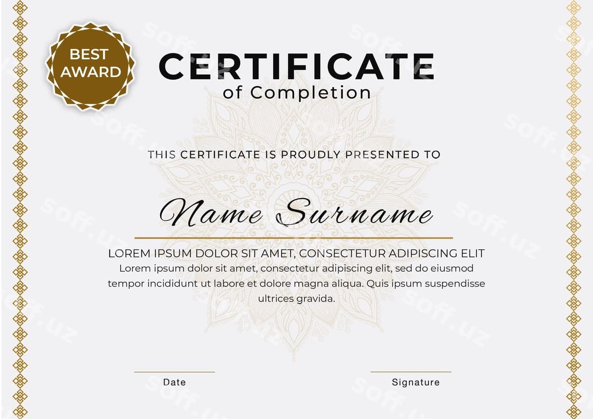 Islomiy dizayn sertifikat tugallanishi | Islamic design certificate completion