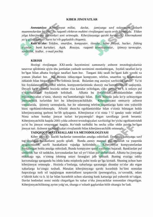 Kiber jinoyatchilik