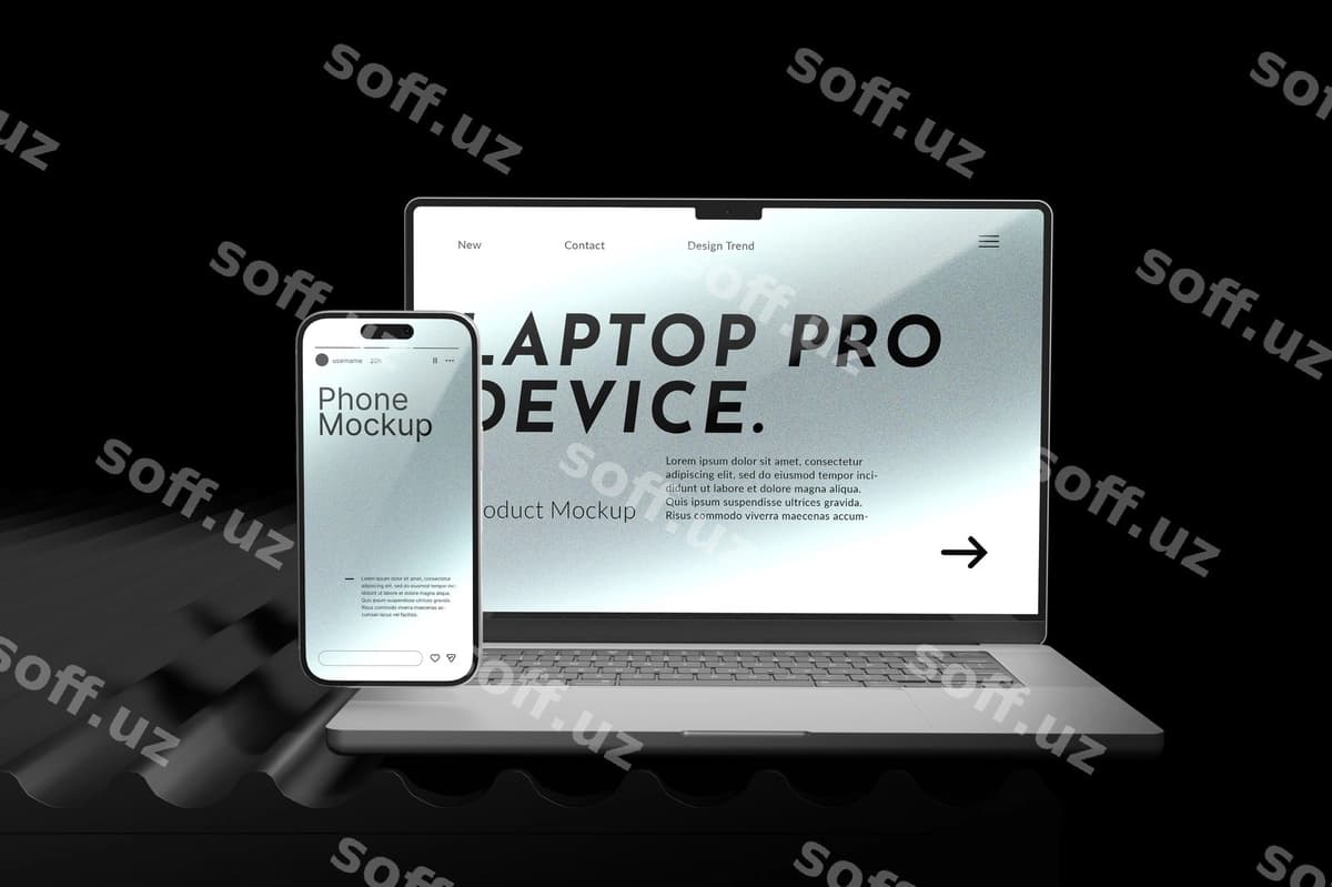Noutbuk telefon qurilma namunasi | Laptop phone device mockup