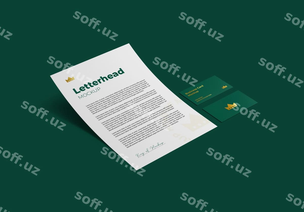 Xat sarlavhasi biznes karta namunasi bilan | Letterhead with business card mockup