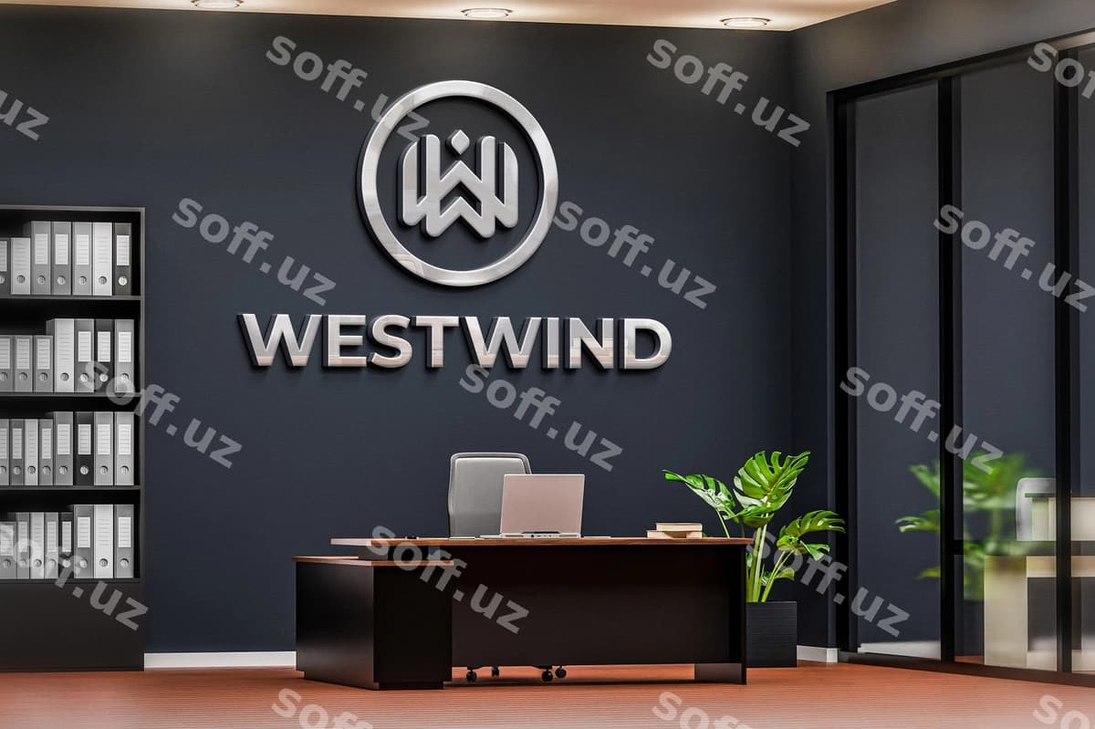 Logotip mockup ofis xonasi qora devor | Logo mockup office room black wall