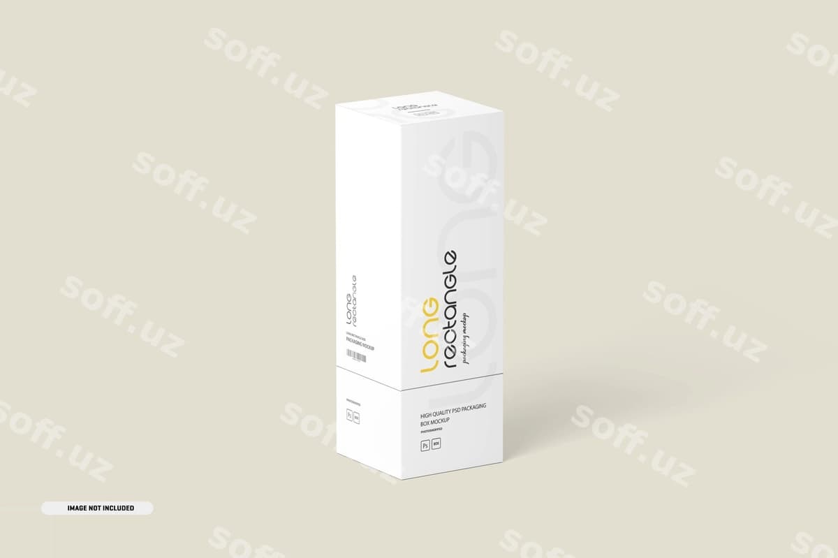Uzun to'g'ri burchakli kartondan qilingan quti paketi mockup | Long rectangle box packaging mockup