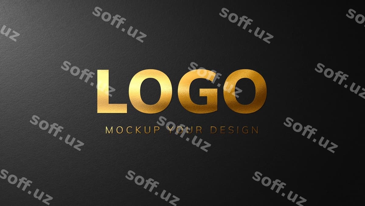 Hasharot oltin logo namuna dizayni | Luxury gold logo mockup design