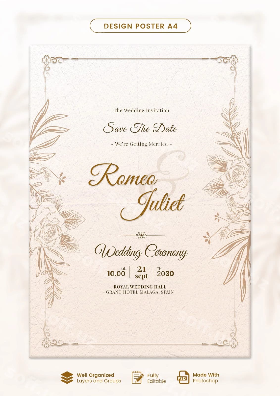 Hashamatli to'y taklifnomasi shabloni | Luxury wedding invitation template