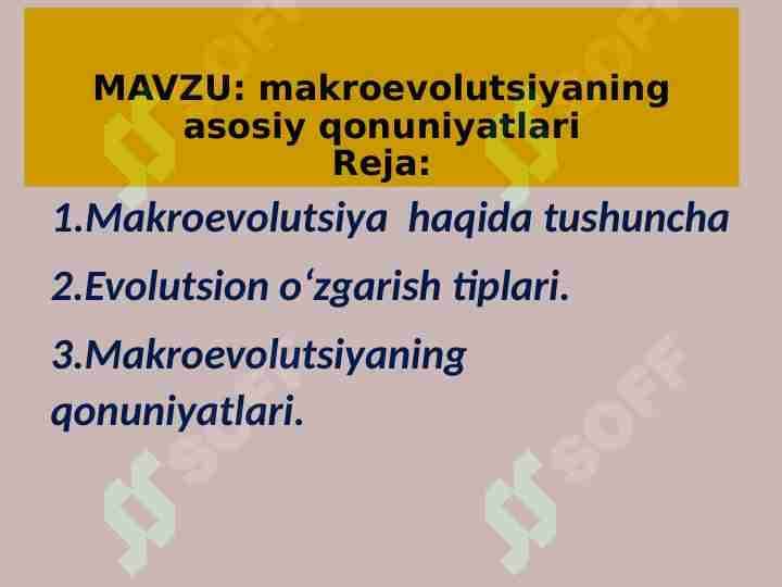 makroevolutsiyaning asosiy qonuniyatlari