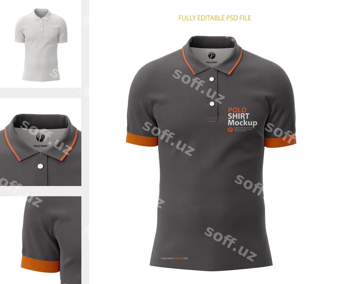 Erkak polo ko'ylak namunasi | Male polo shirt mockup