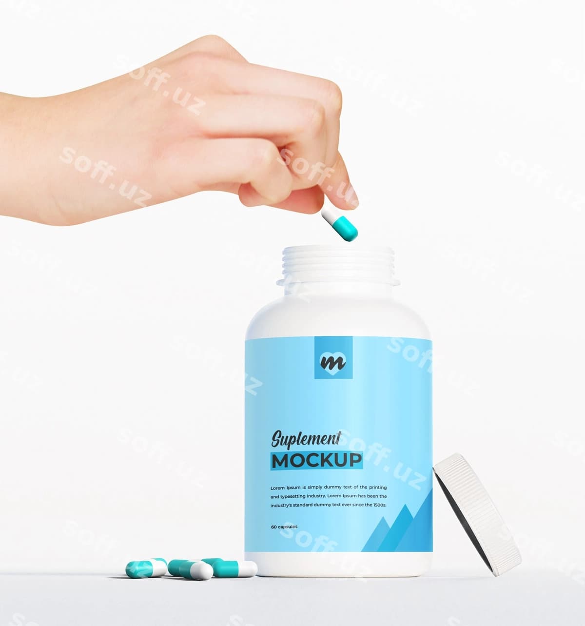 Dori-darmon qo'shimchalari uchun shisha maketi | Medicien bottle suplements mockup