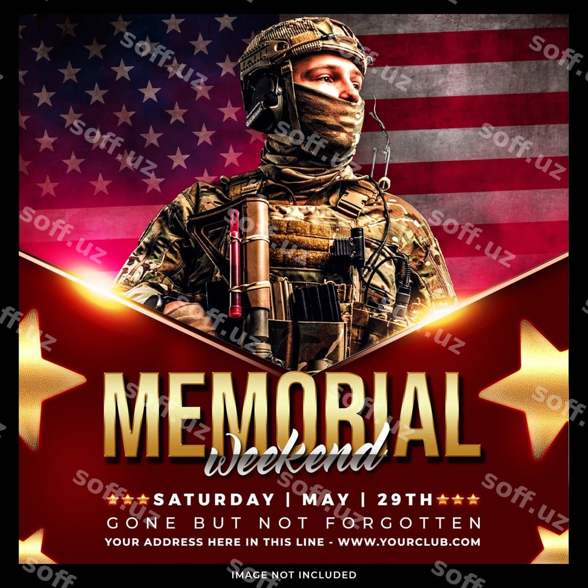 Xotira kuni post shablon | Memorial day post template