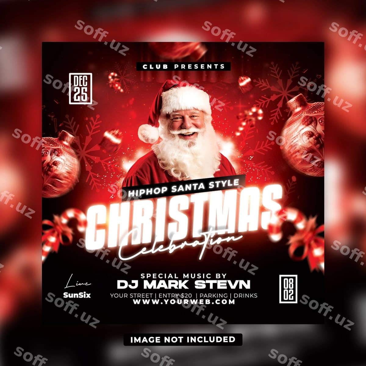 Baxrom Rojdestvo marsho flyer PSD shablon | Merry christmas party flyer psd template
