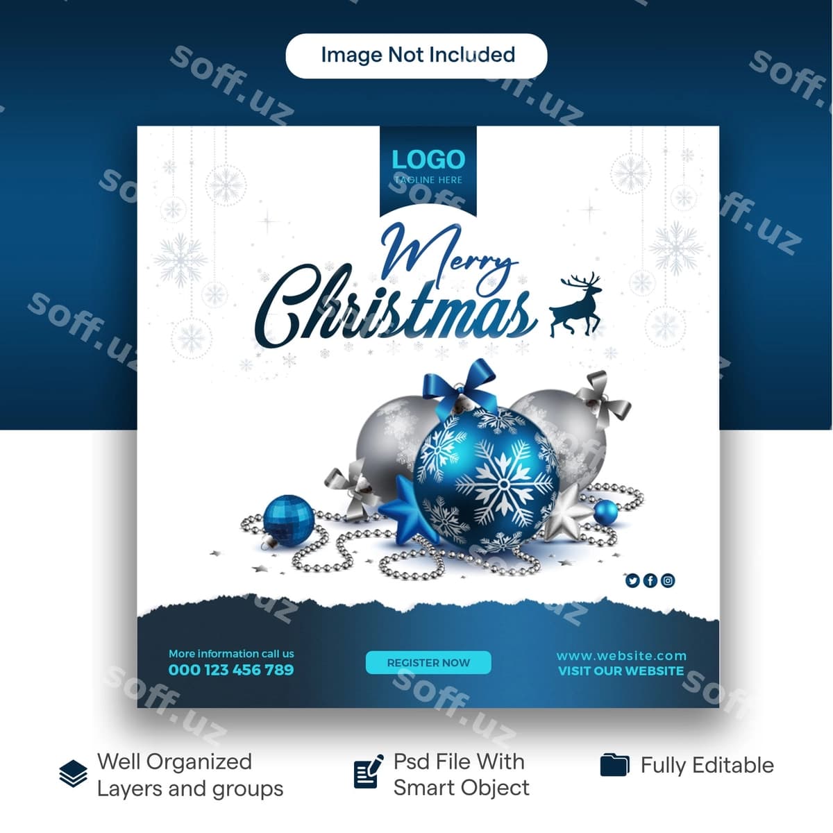 Rojdestvo muborak bo'lsin ijtimoiy tarmoqlar poslari | Merry christmas social media poster