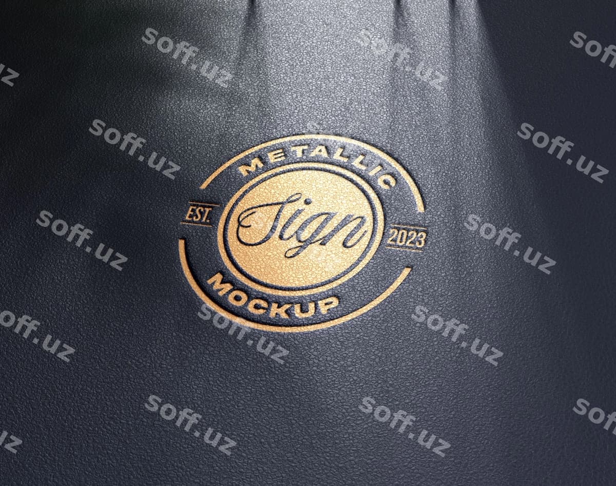 Metall logotip teri yuzasini soxtalashtirish | Metal logo mock up design leather surface