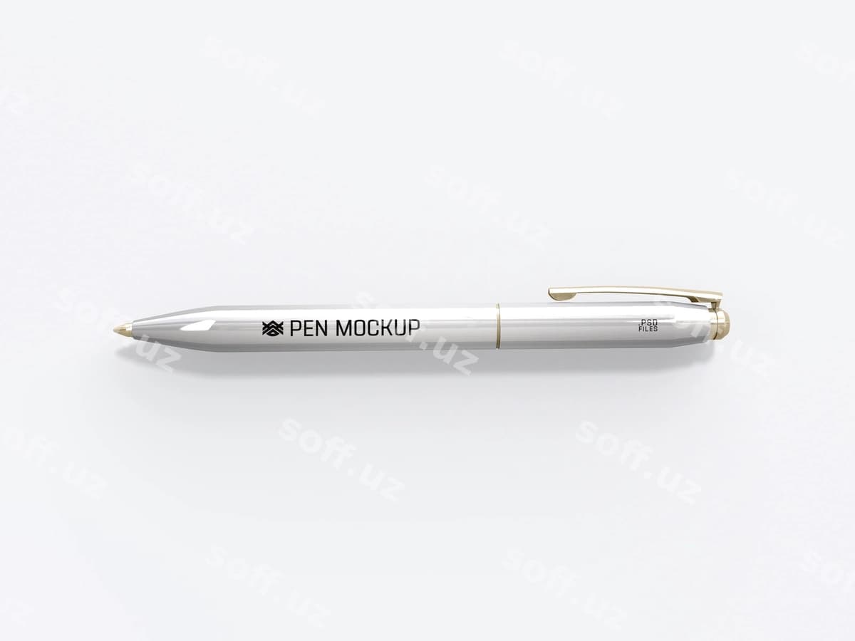 Metall yozuv ruchkasi brendingi maketi | Metal writing pen branding mockup