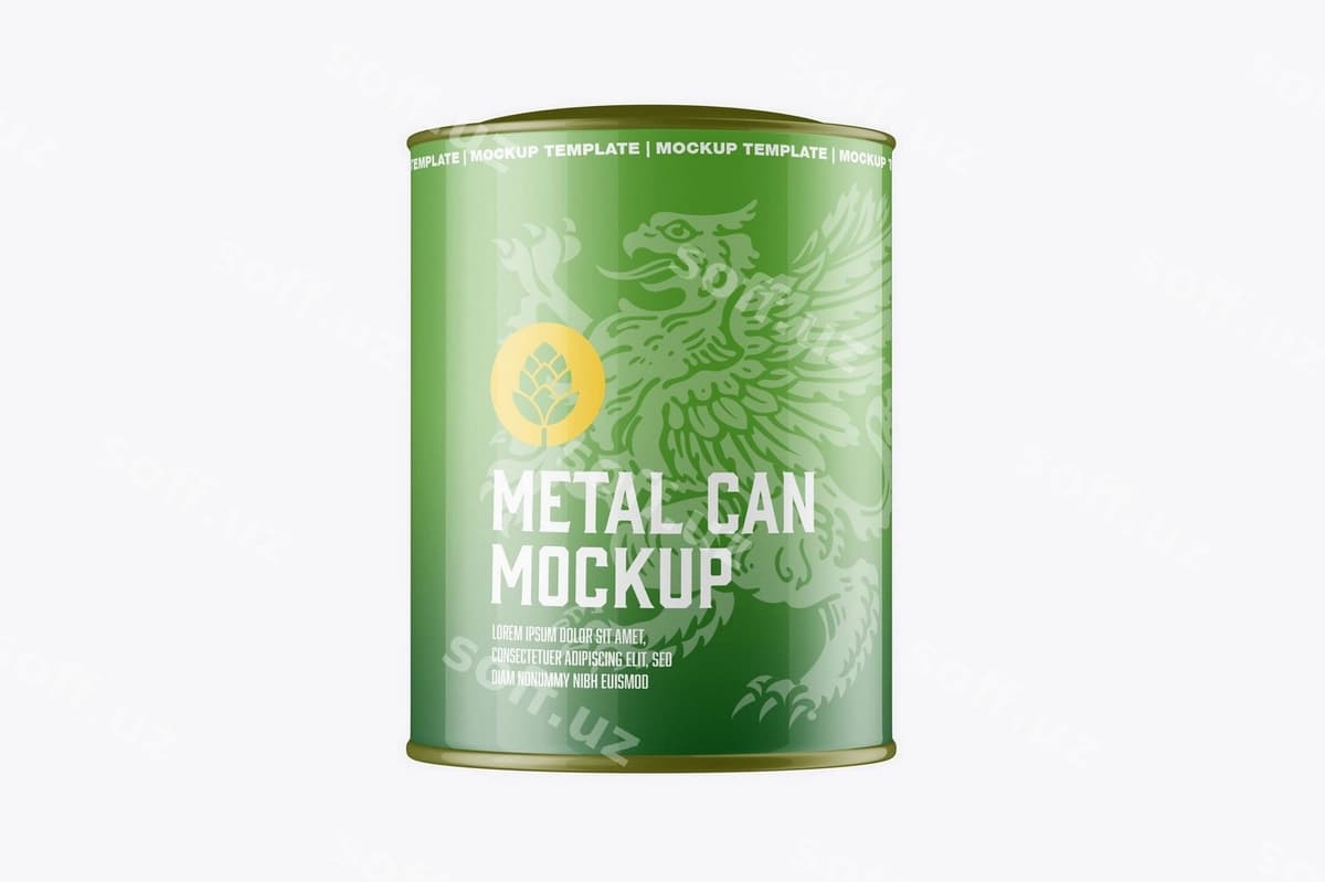 Metalik banka namunasi 3d render | Metallic can mockup 3d render