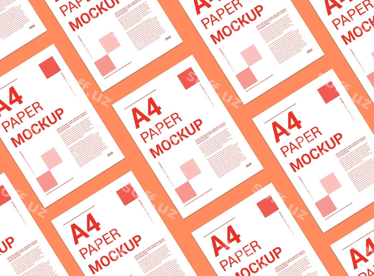 Minimal A4 varaq mockup dizayni | Minimal a4 page mockup design