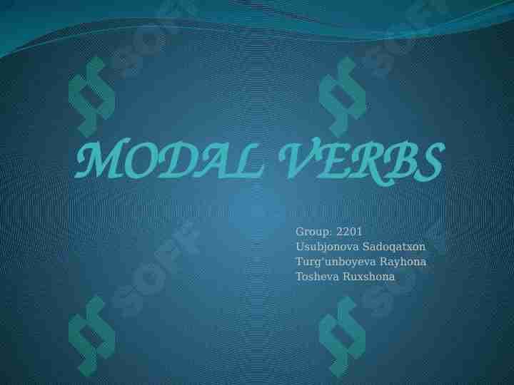 Modal verbs Modal fe'llar