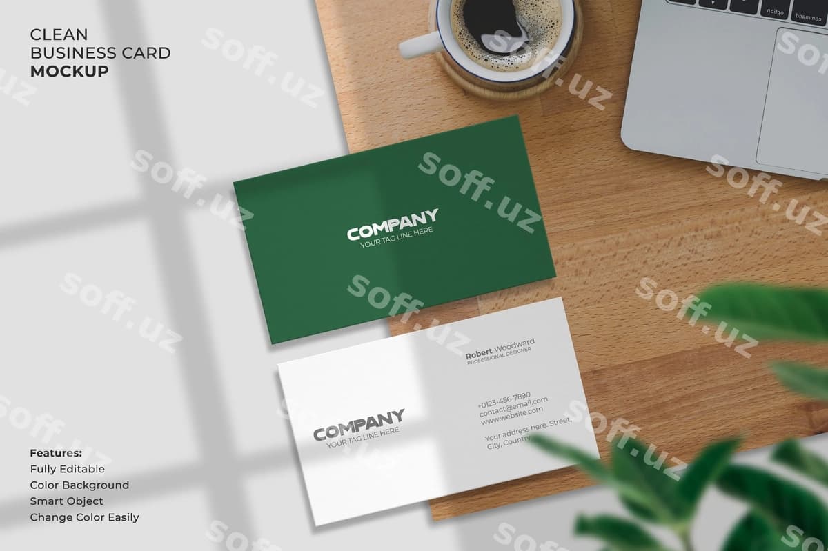Zamonaviy toza biznes karta namunasi | Modern clean business card mockup