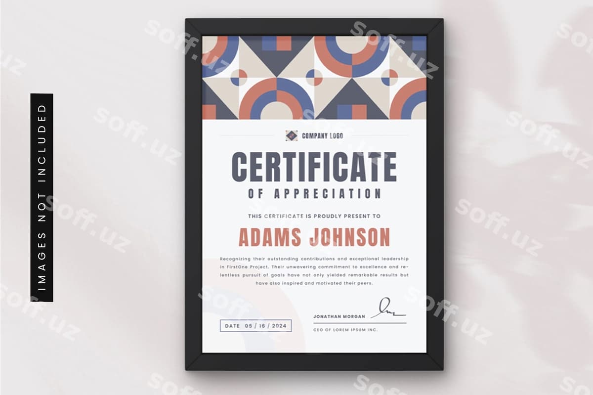 Zamonaviy geometric sertifikat shabloni | Modern geometric certificate template