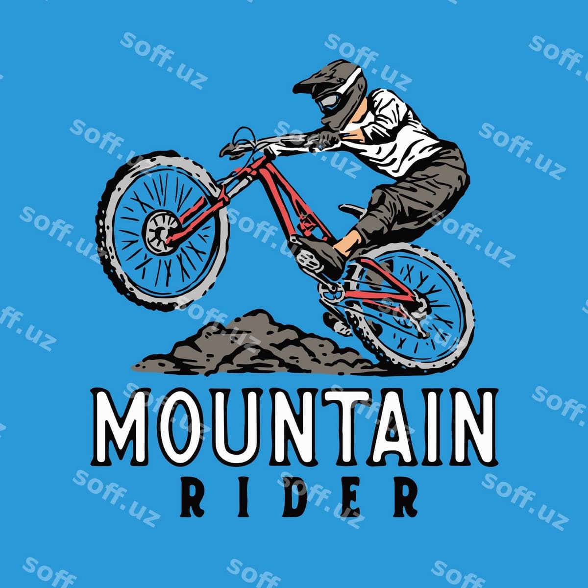 To'pka velosiped haydovchi illustratsiyasi | Mountain bike rider illustration