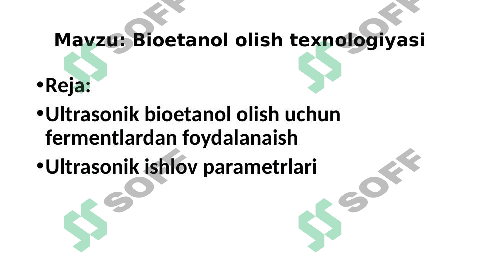 Bioetanol olish texnologiyasi