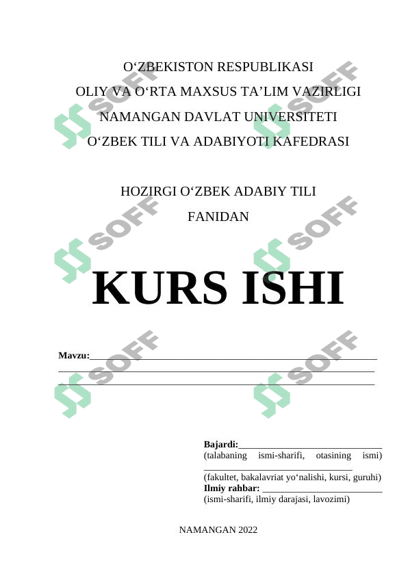 Leksika mavzusda kurs ishi