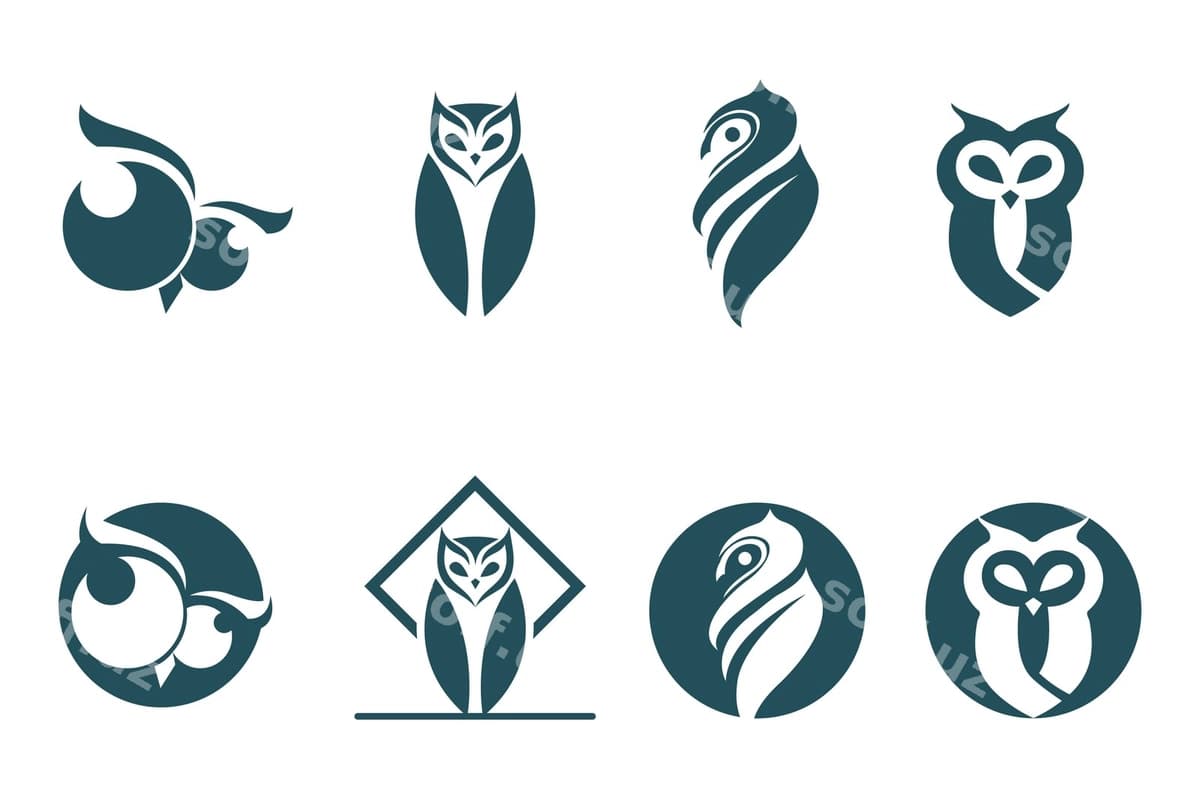 Boyo'g'li qush logotipi vektor eps10 belgisi | Owl bird logo symbol vector eps10