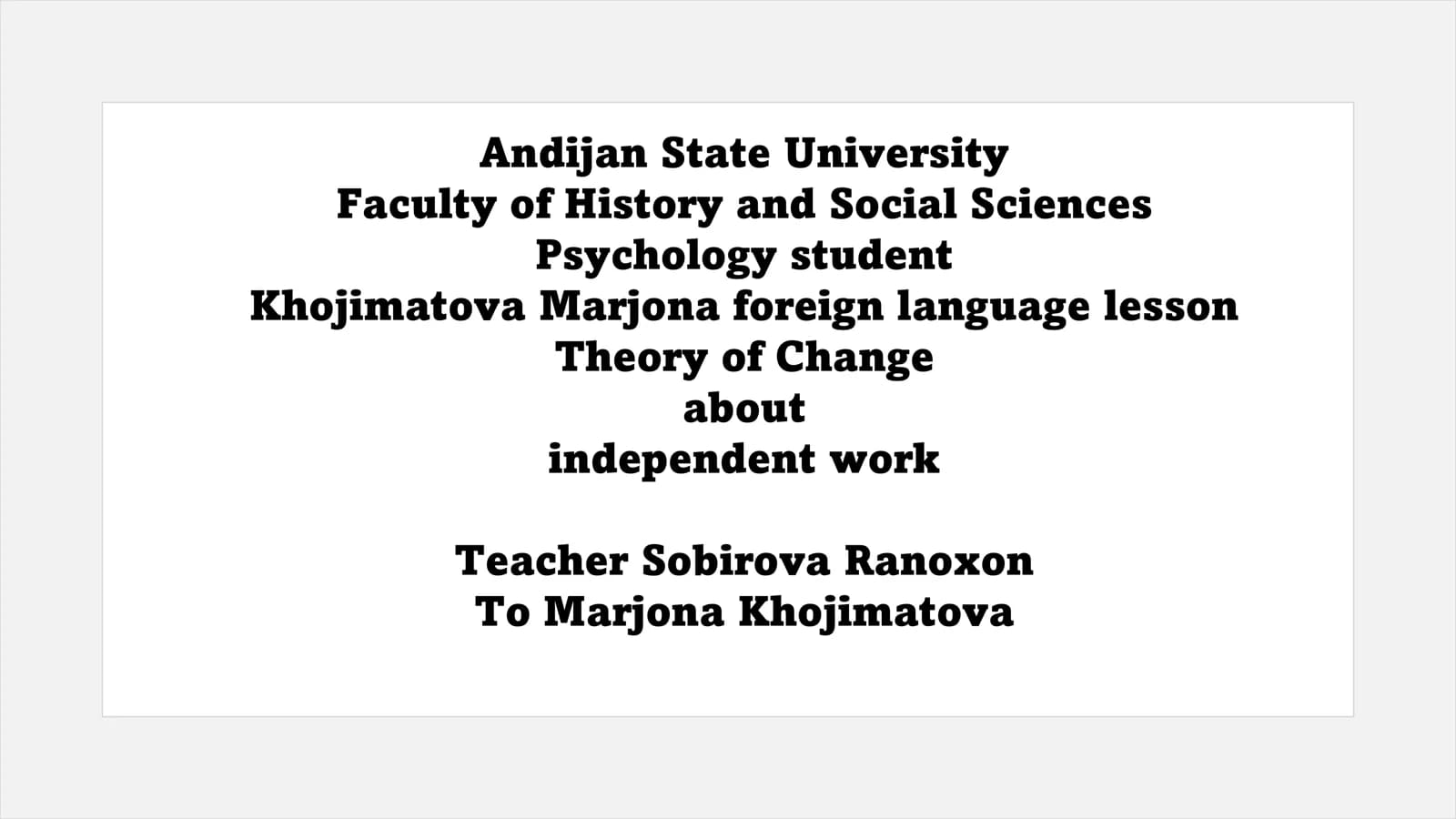 Khojimatova Marjona foreign language lesson
