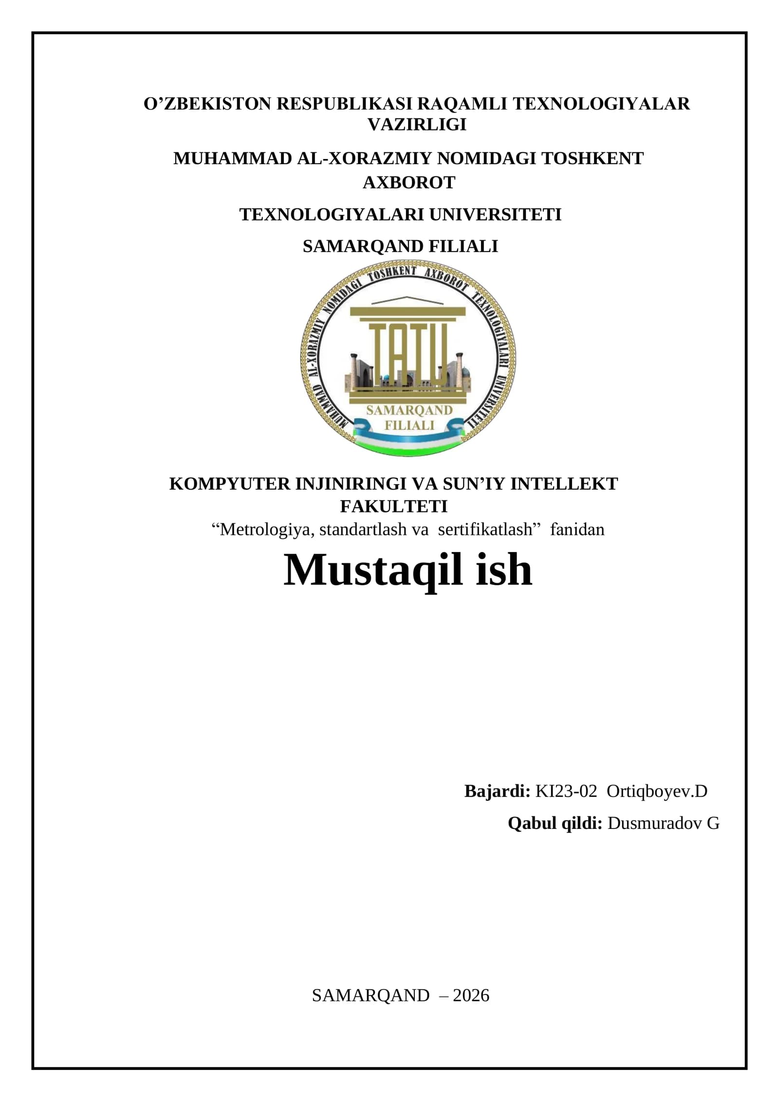 O‘lchov noaniqligini baholash