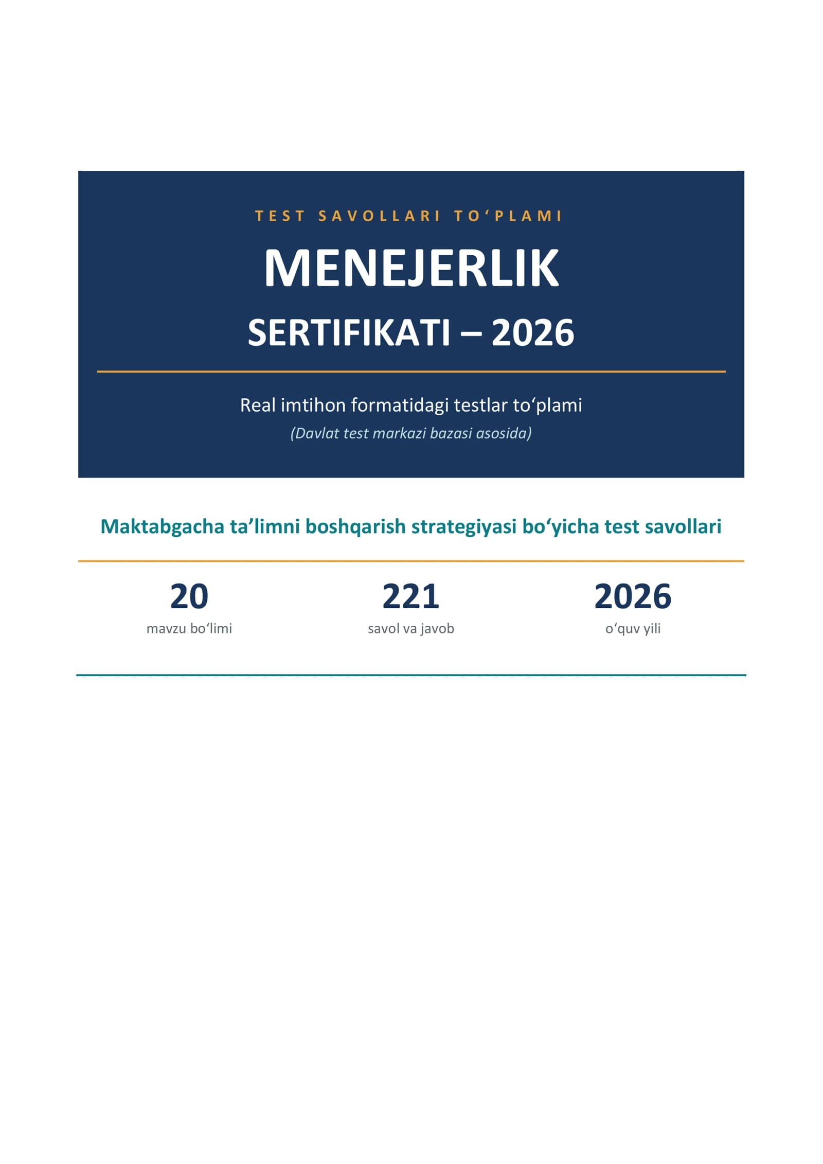 Menejerlik sertifikati 2026