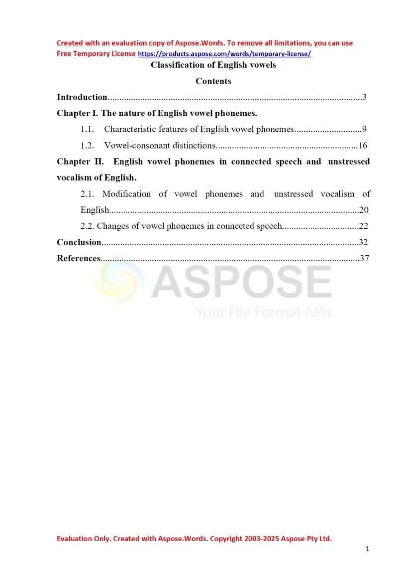 Classification of English vowels
