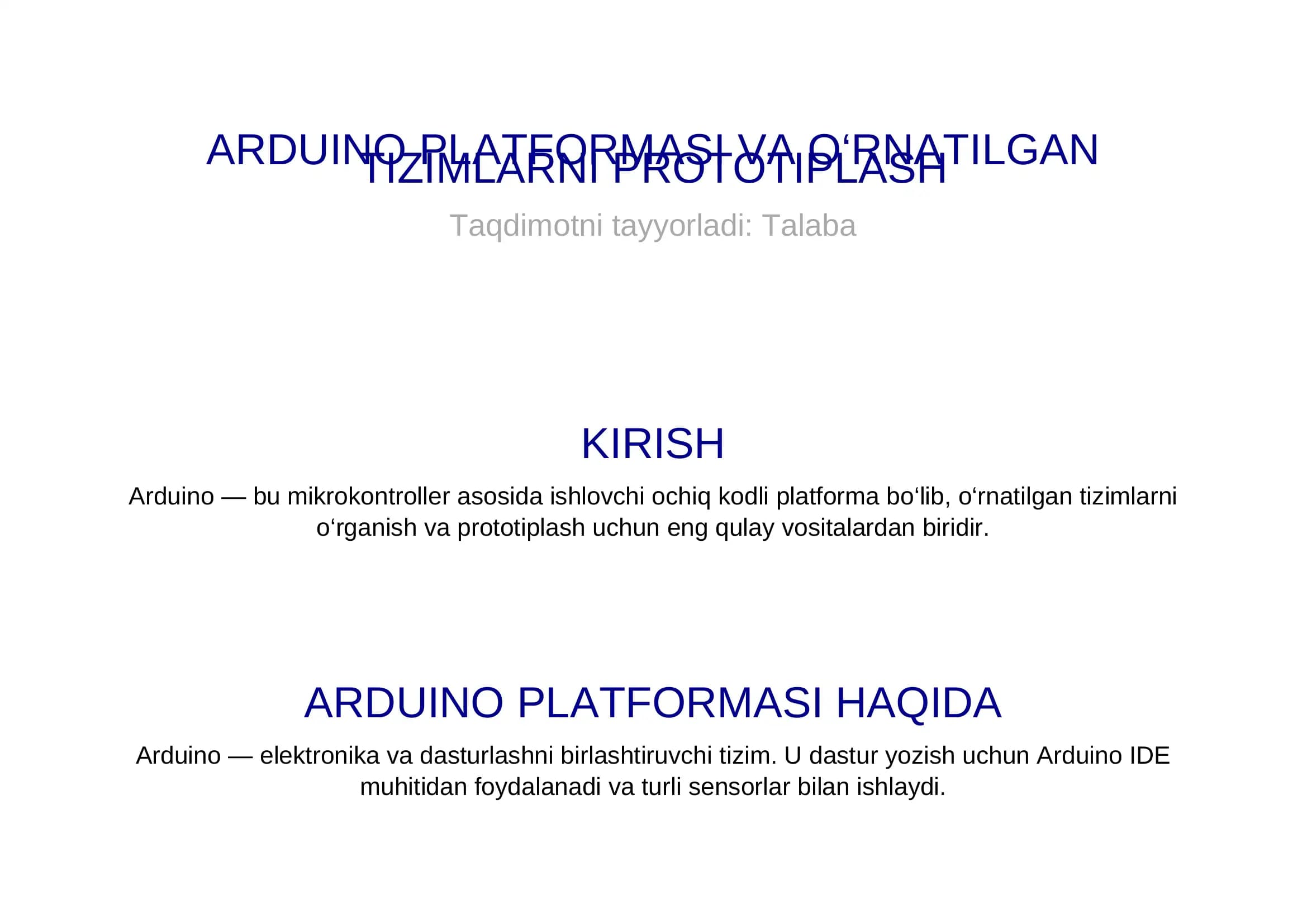 ARDUINO PLATFORMASI