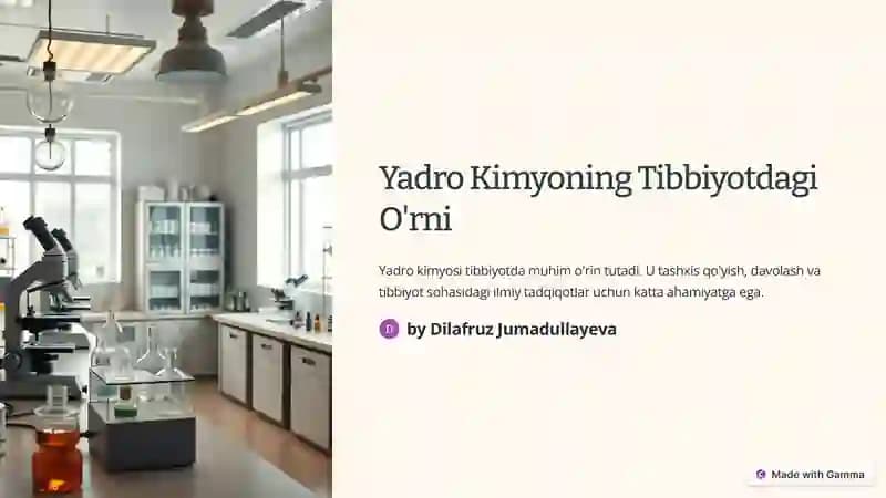 Yadro Kimyoning Tibbiyotdagi O'rni