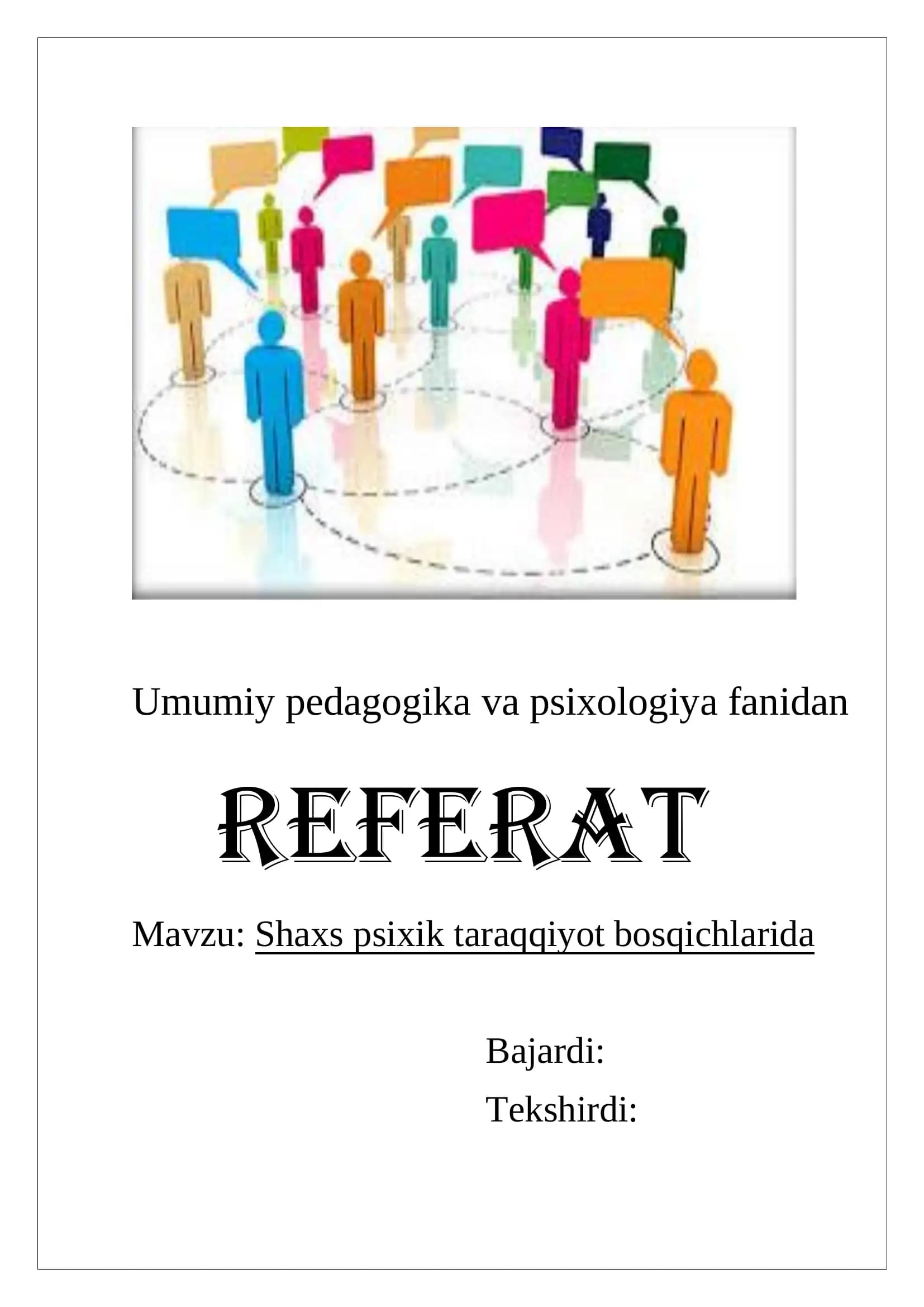 Shaxs psixik taraqqiyot bosqichlarida