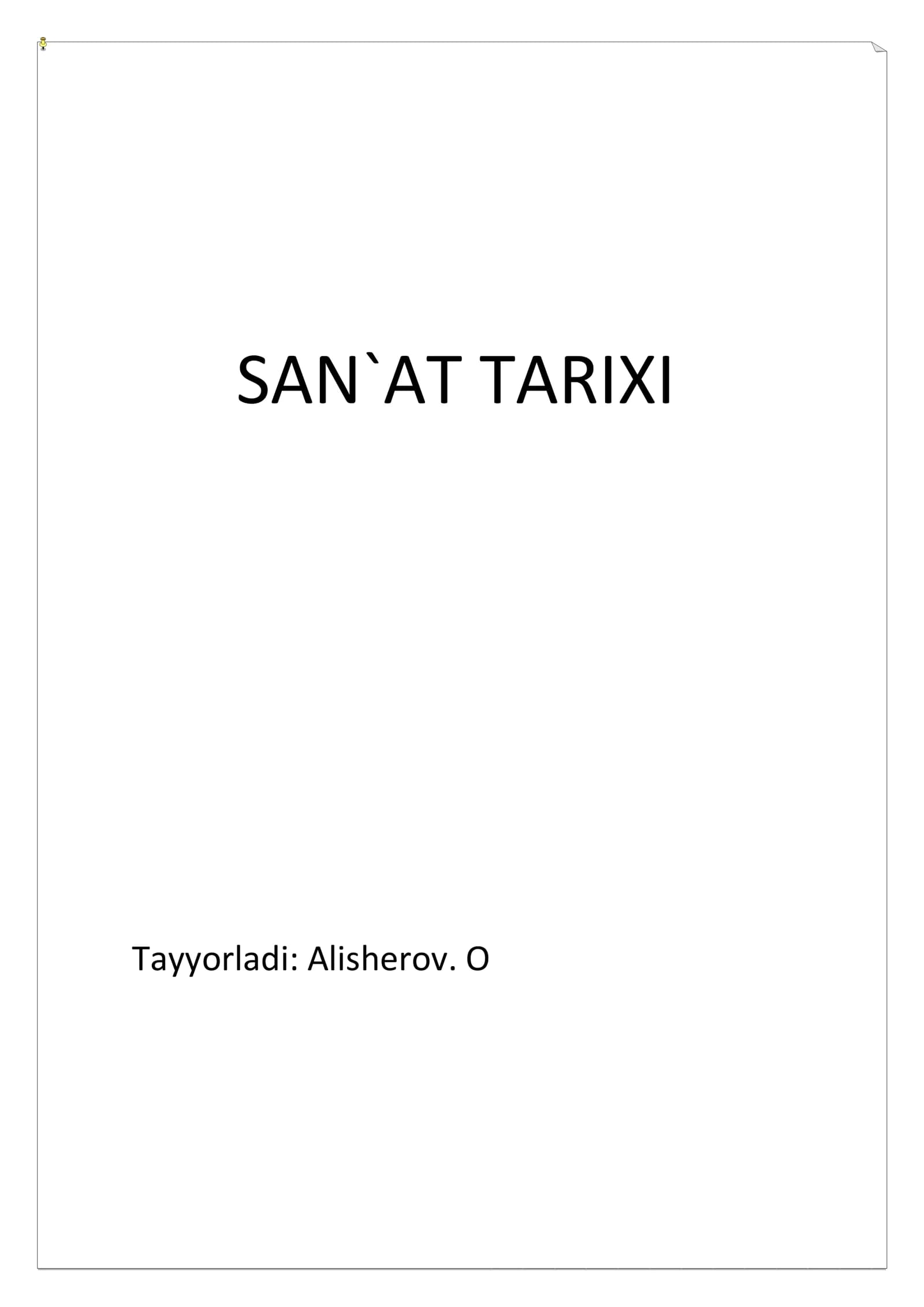 SAN`AT TARIXI